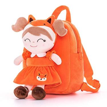 Imagem de Mochila Infantil com Boneca Removível Gloveleya Spring Bichos Raposa Laranja