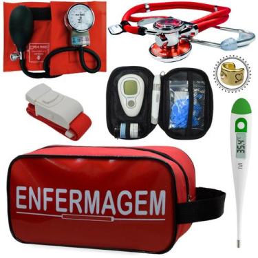 Imagem de Kit Enfermagem Esteto Com Medidor Glicose Aparelho Pressão - Love Saud
