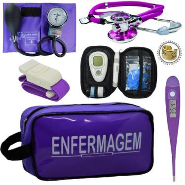 Imagem de Kit Enfermagem Esteto Com Medidor Glicose Aparelho Pressão - Love Saud
