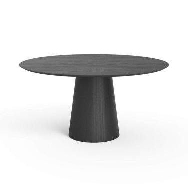 Imagem de Mesa De Jantar Redonda 160cm Scandi 8 Lugares Lamina Natural De Madeira Preto