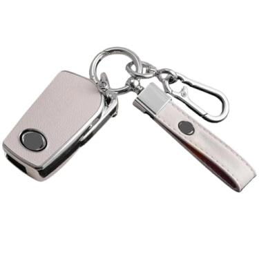 Imagem de Capa para chave flip de carro em TPU compatível com Toyota Auris/Corolla/Avensis/Verso/Yaris/Aygo/Scion TC/IM /Camry/RAV4/Forturner/Hilux Acessórios(D-white keyring)