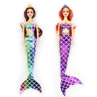 Imagem de Kit C/ 2 Bonecas Dream Doll Sereia - Colorida + Roxa - Candide