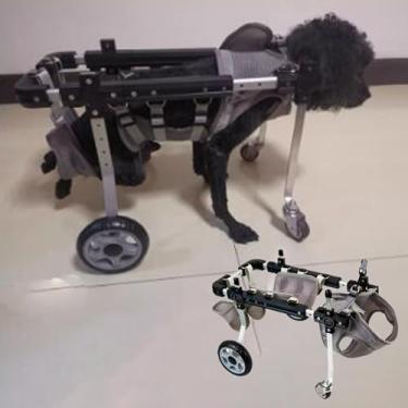 Imagem de Cadeira de rodas ajustável para pernas traseiras - Auxiliar de mobilidade leve nas 4 rodas, carrinho de apoio ao quadril para animais de estimação feridos, perfeito para cães médios