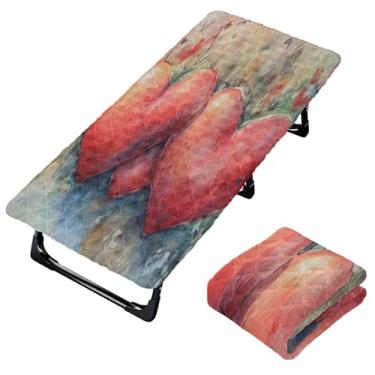 Imagem de Burbuja Lençol de berço de corações dos namorados para crianças, lençol de cochilo acolchoado portátil com faixa elástica para meninas e meninos, lavável na máquina, 63,5 x 127 cm