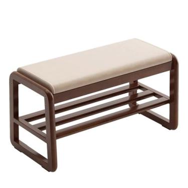 Imagem de Banco de armazenamento de sapatos com almofada, sapateira de madeira de 80 x 34 x 42 cm para entrada, sala de estar, quarto e corredor - Organizador de sapatos de 1 camada com assento confortável