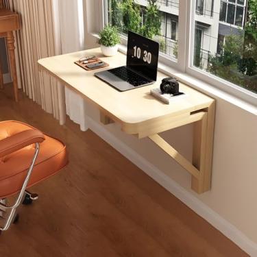 Imagem de Mesa dobrável de madeira montada na parede, pequena bancada dobrável montada na parede, mesa dobrável de folhas suspensas, mesa de jantar de cozinha, economia de espaço, para cozinha, lavanderia