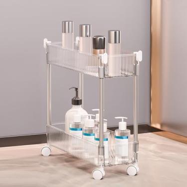 Imagem de Carrinho de rodinhas de acrílico transparente de 2-4 camadas com rodas bloqueáveis, carrinho de armazenamento multifuncional para cozinha e banheiro, organizador móvel, 37 cm P x 20 cm L x 38 cm A