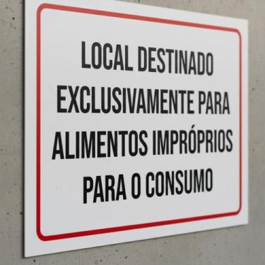 Imagem de Placa Acm Local Destinado Alimentos Impróprios Consumo 18X23 - Sinaliz