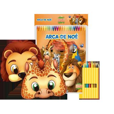 Imagem de Livro infantil p/Colorir Super Kit Arca de Noé c/Giz - VALE DAS LETRAS