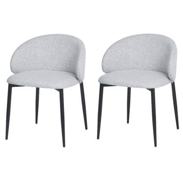 Imagem de Kit 2 Cadeiras Com Braço Firenze Fratini Revestida Tecido Cinza Estrutura Em Aço Carbono Preto