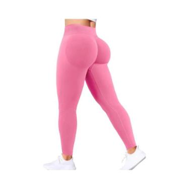 Imagem de Calças De Yoga Femininas Sem Costura, Sólidas, Com Cintura Alta E Efei