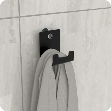 Imagem de Gancho de Parede Ventosa Toalha Cabide Banheiro Preto ELG
