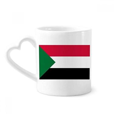 Imagem de Caneca com bandeira nacional do Sudão país da África café cerâmica copo de coração de vidro