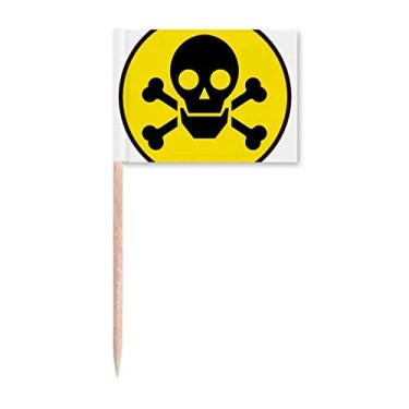 Imagem de Danger Checal Toxic Skull Symbol Toothpick Flags Marker Topper Decoração de Festa