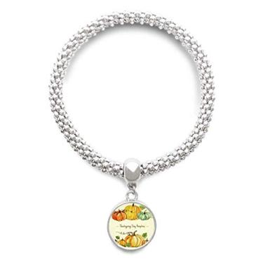 Imagem de DIYthinker Pulseira de prata com pingente de desenho animado Pumkin Dia de Ação de Graças com padrão de prata