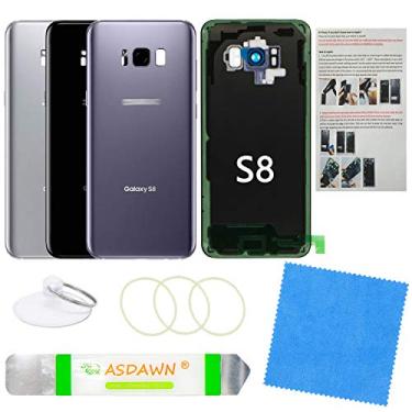 Imagem de Capa de vidro traseira para Galaxy S8 com lente de câmera pré-instalada + manual de instalação + todo o adesivo + kit de ferramentas de reparo para Samsung Galaxy S8 SM-G950 todas as operadoras (cinza