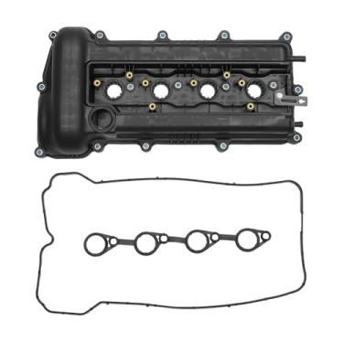 Imagem de Partuto Tampa da válvula do motor nº 224102B000 Tampa de balancim da válvula dianteira para Kia Soul 2010-2011 Plástico Preto com vedação de tubo de vela de ignição da junta