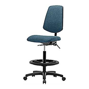 Imagem de Thomas 1163J81 Cadeira de tecido alto com encosto médio sem inclinação, base de nylon, braços ajustáveis, anel de pé preto, rodízios, azul