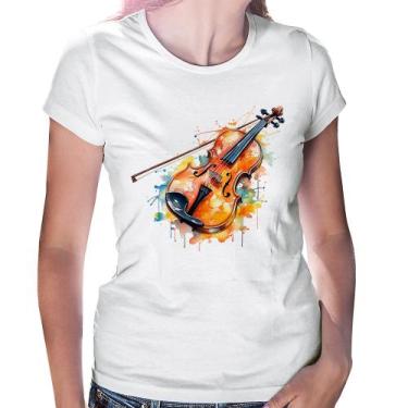 Imagem de Baby Look Violino Watercolor - Foca na Moda, Branco, M