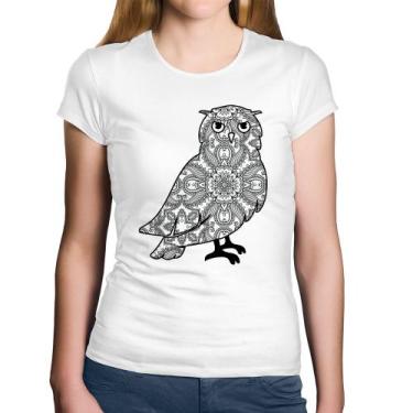 Imagem de Baby Look Algodão Coruja Mandala - Foca na Moda, Branco, GG