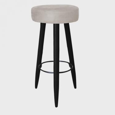 Imagem de Banqueta Alta Lia Para Cozinha Bar Balcão Bistrô Pé Palito Preto Suede Bege - Ahz Móveis