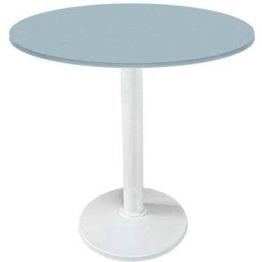 Imagem de Mesa Zeta Ferro Branco 75 cm (Alt) Disco Redondo Tampo MDP Redondo 80 