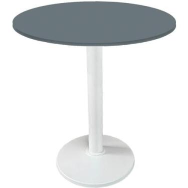 Imagem de Mesa Zeta Ferro Branco 75 cm (Alt) Disco Redondo Tampo MDP Redondo 60 