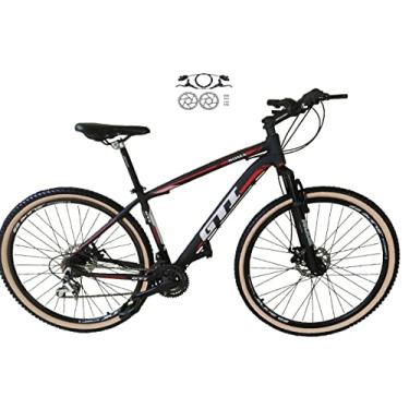 Imagem de Bicicleta Aro 29 Gti Roma Alumínio 21v Freios a Disco Hidráulicos Garfo Suspensão com Pneu Faixa Bege (Preto/Vermelho, 15)