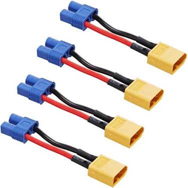 Imagem de ZHOFONET XT60 macho para adaptador de conector fêmea EC3, cabo de extensão XT60-EC5, adaptador de bateria RC com fio de silicone de 5 cm 16AWG para bateria LiPo Micro FPV Drone