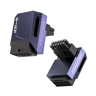Imagem de EZDIY-FAB Adaptador PCIe 5.1 - 600W 12 + 4 pinos, conector de alimentação GPU 12VHPWR de 16 pinos, adaptador GPU 12V-2x6, ângulo reto de 90 graus - compatível com RTX 3090Ti, 4070Ti, 4080, 4090 GPU -