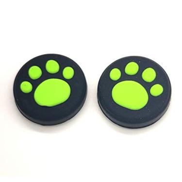 Imagem de 2 x controles analógicos de silicone para polegar, bastão de joystick, boné para Nintendo Switch NS e controle de interruptor Lite Joy-Con ThumbStick Gato de pata fofa, Verde