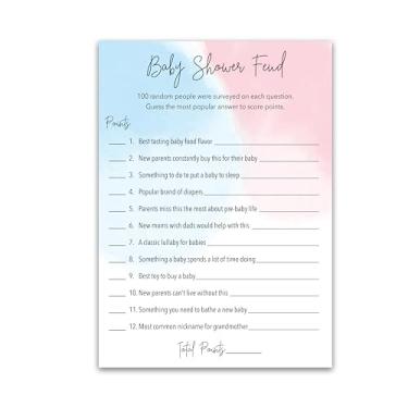 Imagem de Gender Reveal FEUD Game — Pack of 25 — Fun Baby Shower Family Feud Games, Baby Shower Activity, Minimalist Pink or Blue Baby Shower Fued Games, Blue or Pink Coed Couples Shower G752-BSF