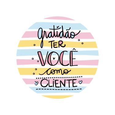 Imagem de Adesivos Personalizados Gratidão Ter Você Como Cliente 5x5cm Rosa