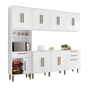 Imagem de Cozinha Completa 5 Peças 14 Portas 2 Gavetas Com Fruteira Lorena Branco