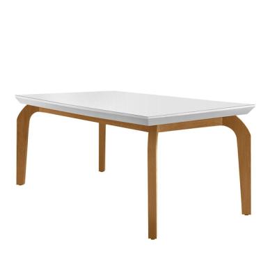 Imagem de Mesa Para Sala De Jantar Liz 180cm Em Mdf E Vidro Canto Reto