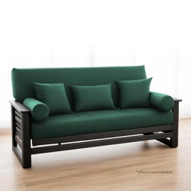 Imagem de National Allergy Capa de futon 100% algodão com zíper tamanho casal – verde caçador – lavável na máquina com zíper, capa de sofá durável sem braços (137 x 189 cm) – capa de sofá sem braços