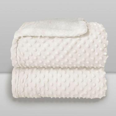 Imagem de Cobertor Plush com Sherpa Dots Branco - Laço Bebê