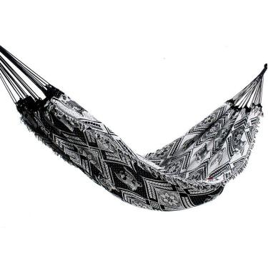 Imagem de Rede de Dormir Casal Indiana Preto com Branco