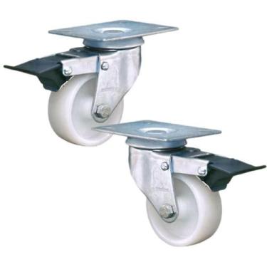 Imagem de 2 Rodizio Giratório 3 Pol. Roda Nylon Com Freio 150 Kg - COLSON