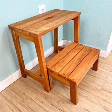 Imagem de Banco Escada 2 Degraus de Madeira maciça Nozes - ArtFactory Design