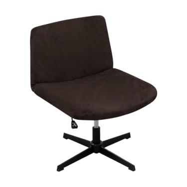 Imagem de Kitegrese Capas de cadeira de escritório com pernas cruzadas elásticas, capa larga para assento de escritório moderna, giratória, para sala de estar e quarto (café)