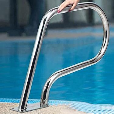 Imagem de Corrimãos de escada de aço inoxidável para entradas de piscinas enterradas com placa de base de instalação rápida, corrimão de spa curva de 3 dobras (espessura: 1,5 mm) ()