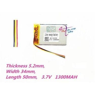 Imagem de Bateria 1300 Mah 3,7 V 5mm X 34mm X 50mm C/ 3 Fios - bgb