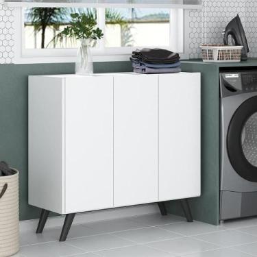 Imagem de Armário Lavanderia 90cm Mp5033 Branco/Preto - MULTIMOVEIS