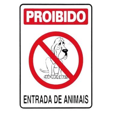 Imagem de Placa De Sinalização Acesso 15x20cm Proibido Entrada De Animais