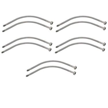 Imagem de Engate Rabicho Par 80cm Kit 5 Unidades Torneira Monocomando Agua Quente Fria