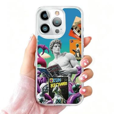 Imagem de DSJIFGEW Design de capa transparente padrão para iPhone 16 Pro | Antiamarelamento, parte traseira rígida, proteção contra quedas de nível militar, suporta carregamento sem fio