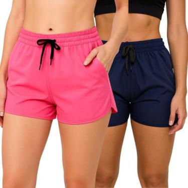 Imagem de Kit com 2 Shorts Feminino Fitness Academia Praia Corrida Shortinho - R