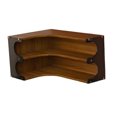 Imagem de KiBcsLic Organizador de mesa de canto, prateleira organizadora de, suporte moderno para canecas de café, suporte para copos de água de 2 níveis para, Cor Noz