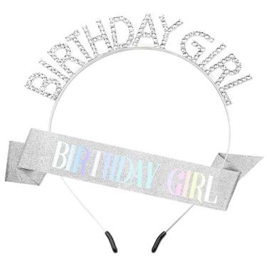 Imagem de Conjunto de faixa e tiara, prata holográfica com strass, tamanho único